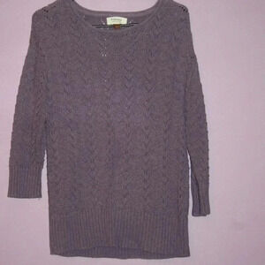 Sonoma Purple Roll Neck Sweater Size Large Crew Style 100% Cotton 3/4 Length
